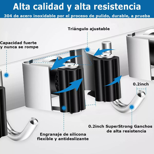 Porta Fregona Acero Inoxidable 304 5 Clips