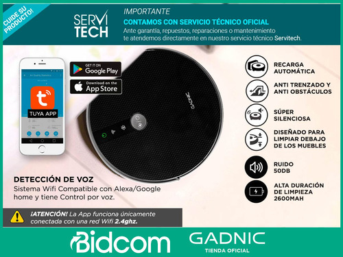 Aspiradora Robot Gadnic 3 Modos Trapeadora 200m2 App