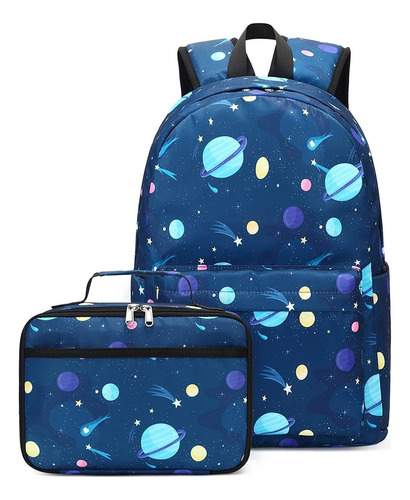 Morral O Mochila Escolar Para Niños Diseño Azul De Galaxia