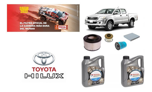  Kit X 4 Filtros Toyota Hilux 3,0 +shell 15w40 X8 Litros 