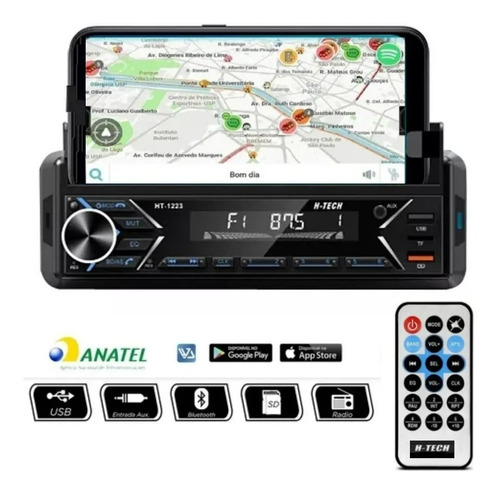 Car Audio H-tech Ht-1223 Suporte Celular Bluetooth Usb
