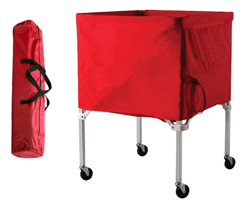 Recogedor De Carrito De Pelotas Deportivas Enrollable Rojo