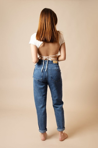 Jean Pantalon Mujer Mom Slouchy Rigido