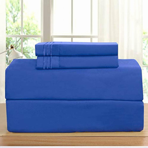 Elegant Comfort Fundas De Almohada 2 Pzs Azul King Size Color Azul Royal Liso