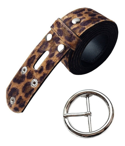 Cinto Animal Print Fivela Redonda Removível + 3 Tira Extra Tamanho P
