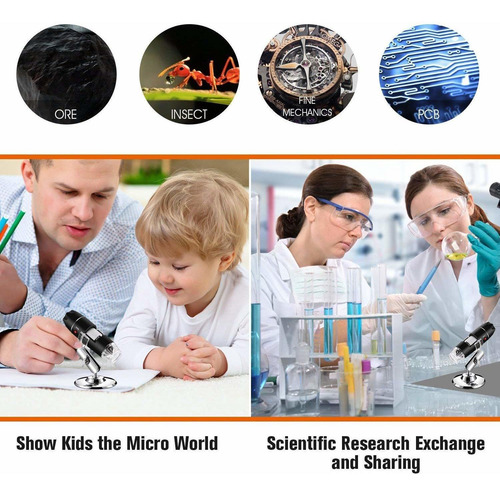 Mini Microscopio Digital Usb Led 1000x Zoom Negro