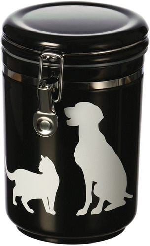 Almacenador Contenedor Alimento Perros Gatos Canister 1,6 Kg Color Negro Cat & Dog