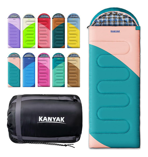 Kanyak Camping 32 Sleeping Bags For Adults Kids Teens Co. Color Emerald Green & Pink