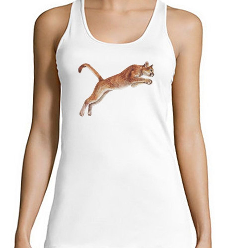 Musculosa Puma Saltando Dibujo Colores Art