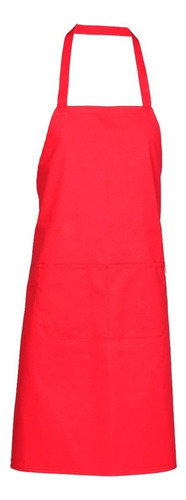 Mandil O Delantal Para Chef O Mesero Con Peto Unisex Rojo Diseño De La Tela Español