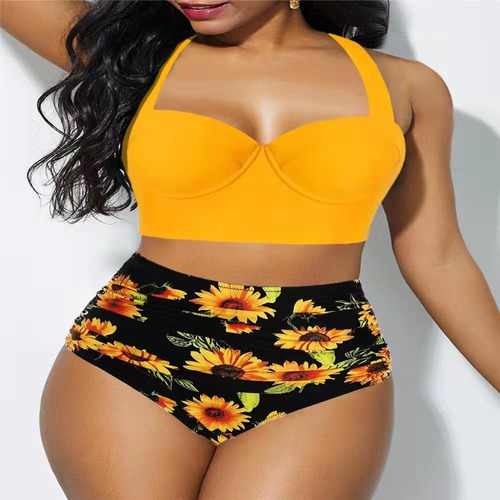 Bikini Malla Pinup Tiro Alto Pushup Aro Importada Qilaixing