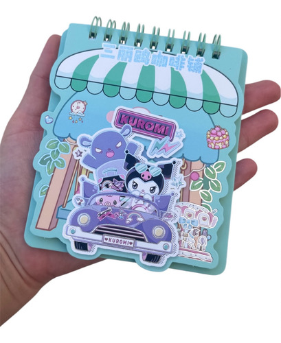 Anotador Con Calco Vinilo Sticker Kuromi Melody Cinnamoroll Verde Agua