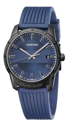 Reloj Calvin Klein K8r114vn Evidence Caballero Original Color de la correa Azul Color del bisel Negro Color del fondo Azul