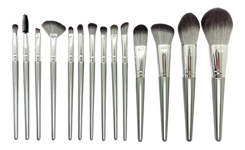 Set De Brochas Y Pinceles De Maquillaje Con Funda X14 P6860 Color Gris