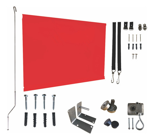 Toldo Cortina Para Área Externa Varandas 4,70 X 2,50 Kit Cor Vermelho