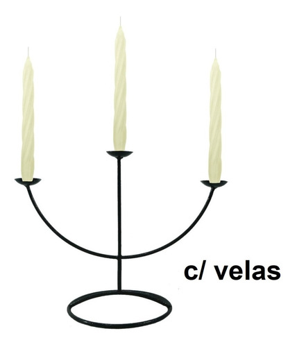 Imagem 1 de 5 de Castiçal 3 Arcos Porta Vela Branca Candelabro Decorativo
