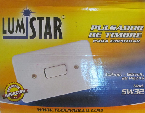 Pulsador Interruptor Para Timbre Lumistar Empotrable Sellado