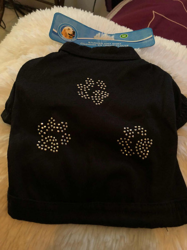 Playera Negra Para Perro Talla M De Patitas Huellas De Perro