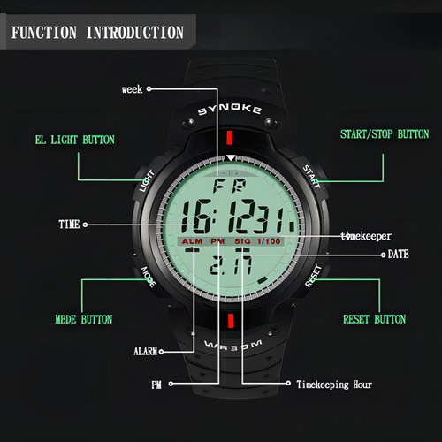 Relojes Electrónicos Led Para Exteriores Synoke Man Color del bisel Negro