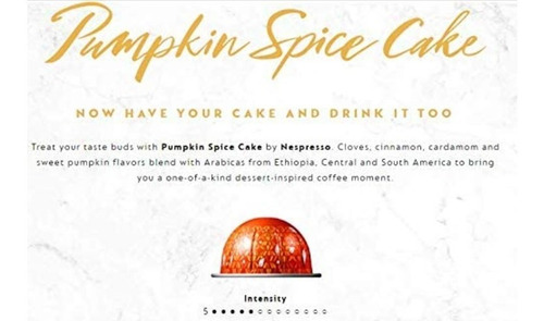 Imagen 2 de 5 de 30 Cápsulas Nespresso Vertuo Pumpkin Spice Cake Limited Edit