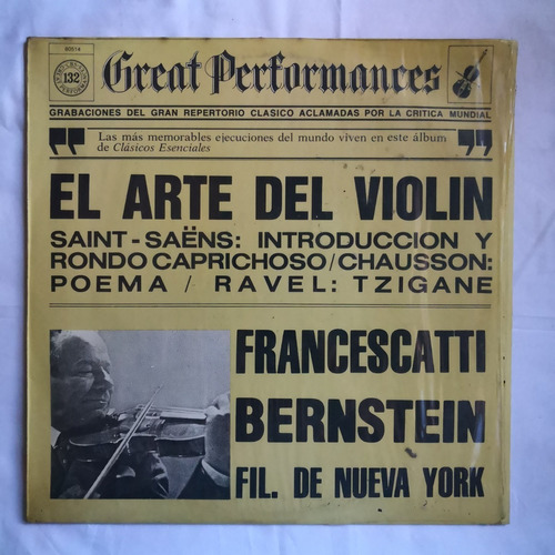 Francescatti Bernstein Fil. De Ny Arte Violin Vinilo / Kktus