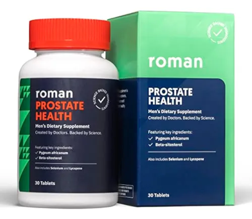 Roman Suplemento Para La Salud De La Prstata Para Hombres | Con Selenio, Pygeum Africanum, Beta-sitosterol Y Licopeno Asociados Con A Para La Salud De