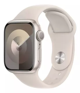 Apple Watch Series 9 GPS • Caja de aluminio blanco estelar de 45 mm • Correa deportiva blanco estelar - S/M