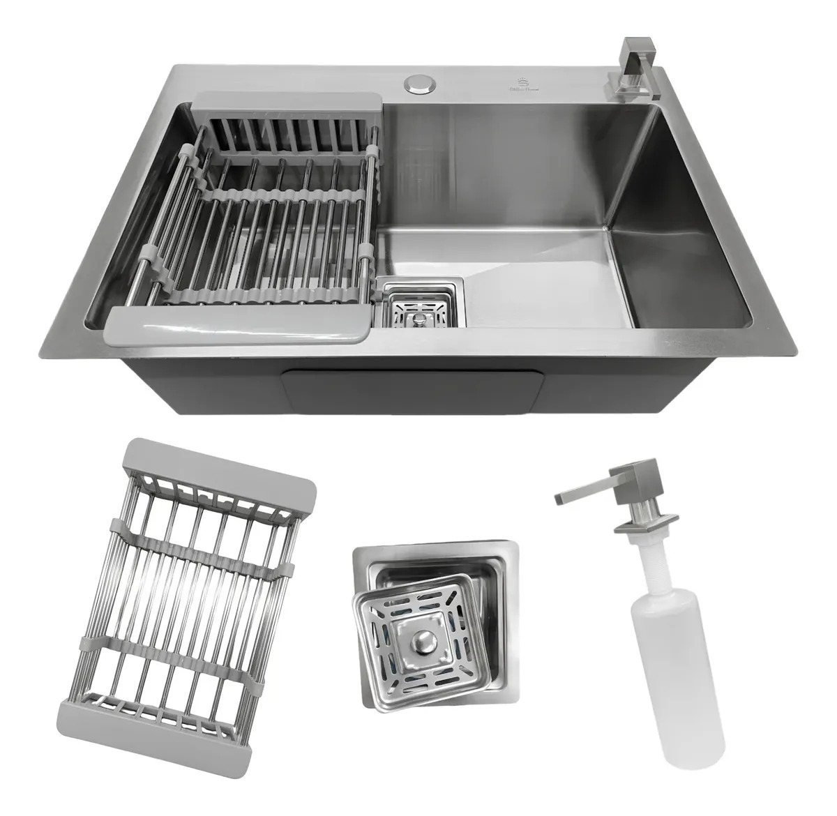 Cuba Pia Cozinha Gourmet Quadrada Aço Inox 304 Escovada 60x40cm com Acessórios Stillus Home