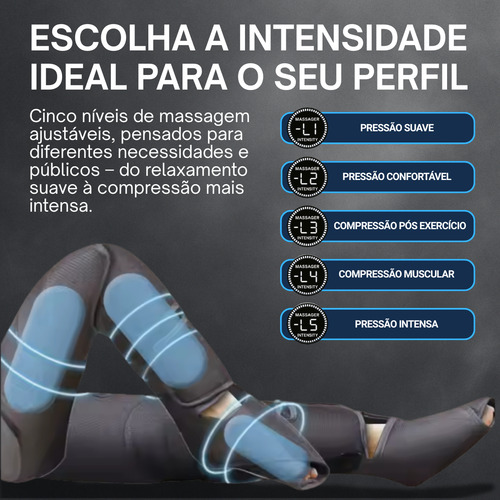 Bota Compressão Pneumática Massagem Circulação Com Aquecimento 30w Fisioterapia 3 Modos De Massagem 5 Modos De Força E 3 De Aquecimento - 3dx