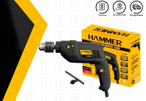 Furadeira De Impacto Hammer 3/8 Pol 550w Profissional