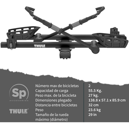 Imagen 3 de 10 de Porta Bicicletas Thule T2 Pro Xt Negro 2 Bicicletas