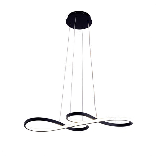 Lustre Pendente Led 47w 3em1 Curvas Moderno Preto 75cm 110v/220v
