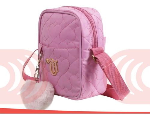 Bolsa Transversal Casual Juvenil Capricho Love Rosa Bebê