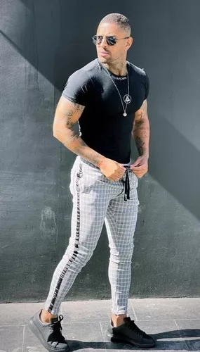 Calça Skinny Xadrez Preto e Branco