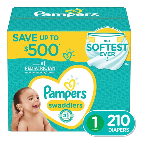 Pañales Para Bebes Pampers Swaddlers, Etapa 1 - 210 Pzs