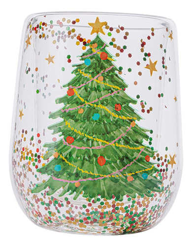 Taza De Cristal Para Beber Con Diseño De Árbol De Navidad,