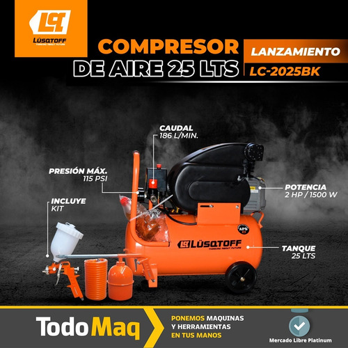 Imagen 6 de 8 de Compresor De Aire 2 Hp 24 Litros 115psi Portatil Nuevo!