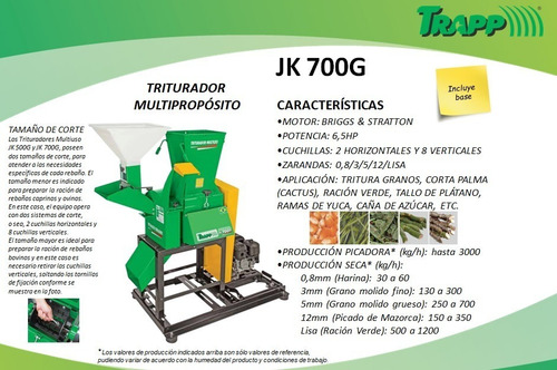 Triturador Moledora De Forraje Y Granos Trapp Jk 700g 6.5hp