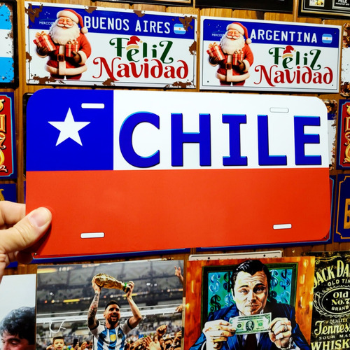 Cartel Chapa Bandera Chile Vintage Retro Apto Exterior