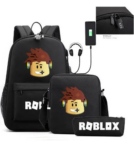 Mochila Roblox Usb Para Estudiantes De Secundaria 3 Piezas Color