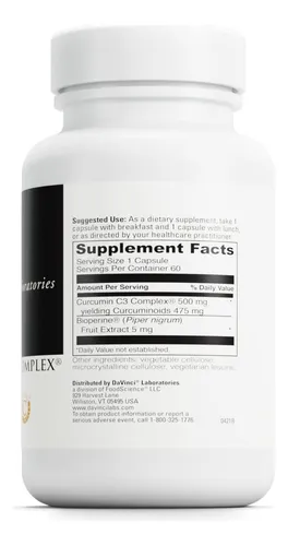 Complejo De Curcumina C3 De Davinci Labs - Suplemento Nutric
