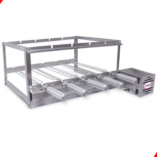 Gril Inox Para Churrasqueira Pré Moldadas 65cm 5 Espetos Lado Do Motor Direiro