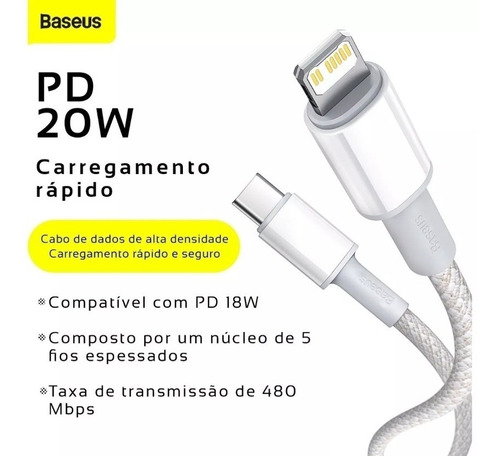 Cabo Usb-c - Lightning Turbo Baseus P/ iPhone Pd 20w 2m