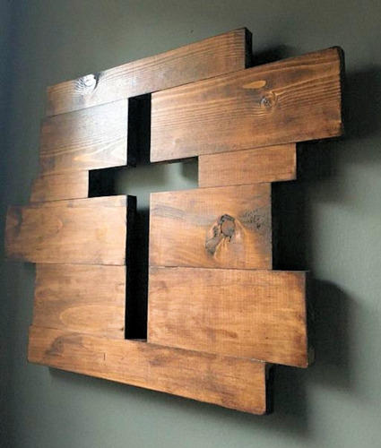 Cruz De Madera Tratada Estilo Vintage Cuadro Artesanal Espec