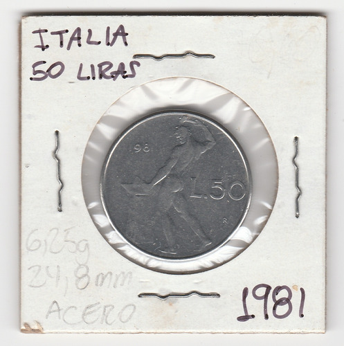 Moneda Italia 50 Liras 1981 Xf