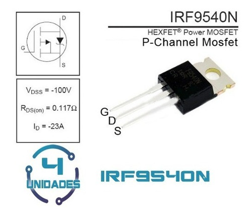 4 Mosfet Canal P Irf9540 Irf9540n 9540n Pmos 23a 100v 