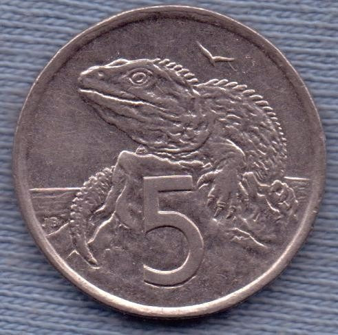 Nueva Zelanda 5 Cents 2002 * Reptil Tuatara *