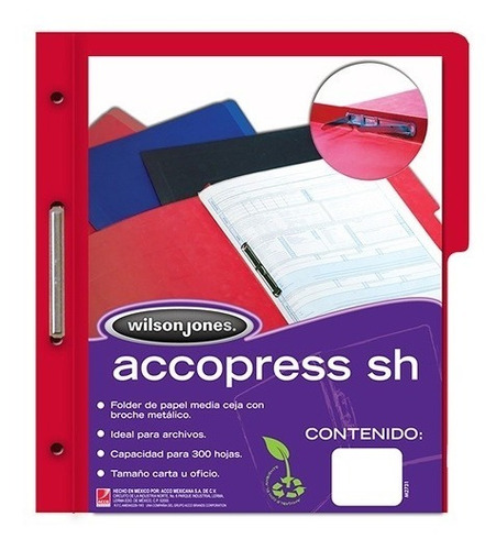 Folder De Papel Tamaño Carta Acco Tipo Carpeta Color Rojo