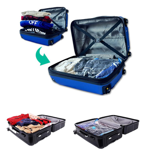 Saco A Vacuo 100x80cm Kit 5uni Com Bomba Viagem Mala Roupa