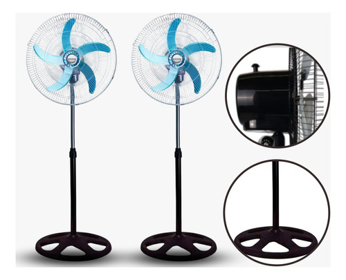 2 Ventiladores De Coluna C/5 Pás- Base Redonda 3 Velocidades Cor Da Estrutura Preto Cor Das Pás Inox Diâmetro 50 Cm Quantidade De Pás 5 220v